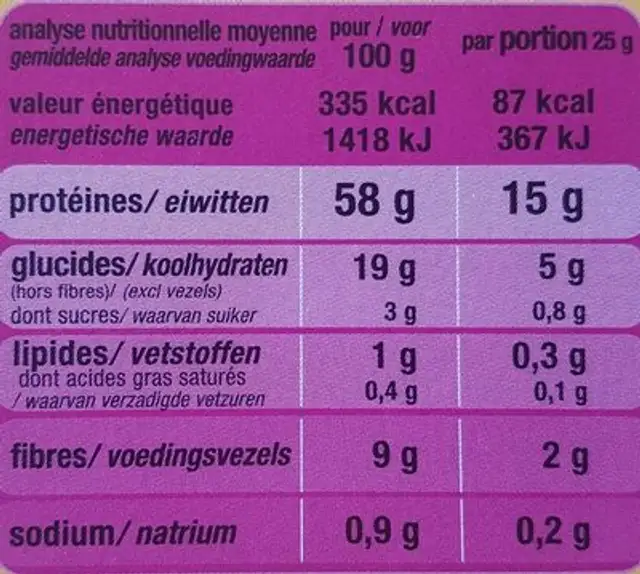 Céréales crispy nutrition facts table