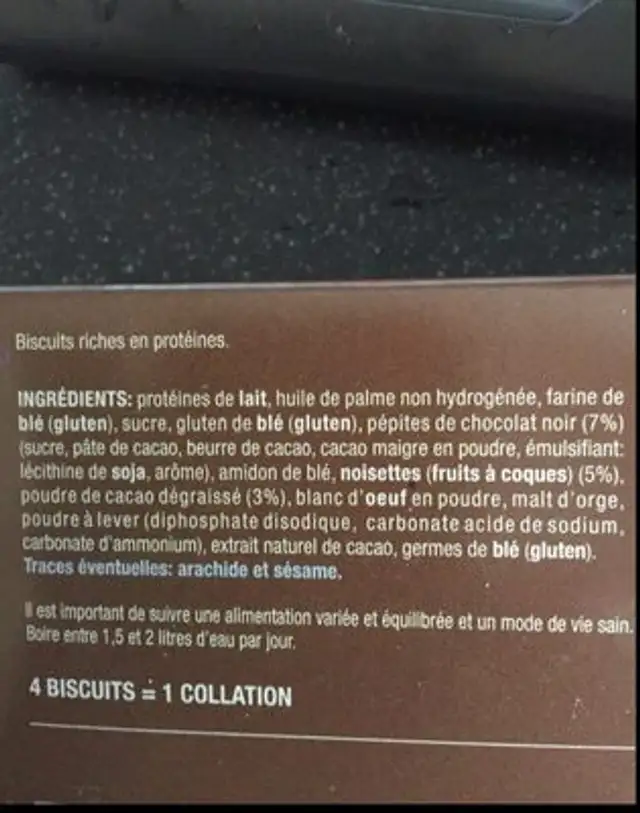 Dietline Palets Gourmands Choco noisette 3 Sachets De ingredients label