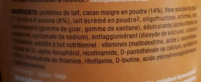 Diafarm Diet SKN Boisson Cacao Et Fibres D'avoine 400G (drink) ingredients label