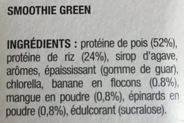 Siken Form Smoothie Green 5 Sachets ingredients label