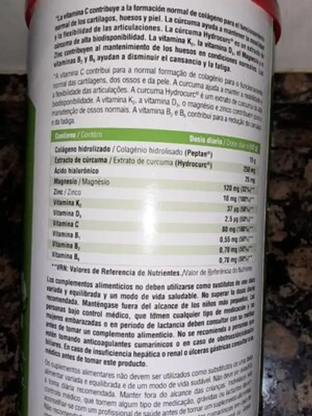 Collage n intensive nutrition facts table