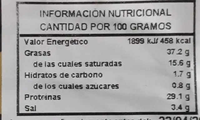 Salchichón iberico extra loncheado nutrition facts table