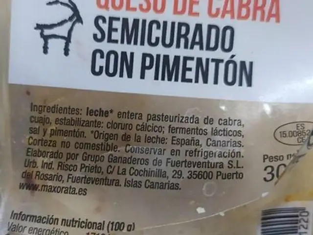 Queso cabra semicurado ingredients label
