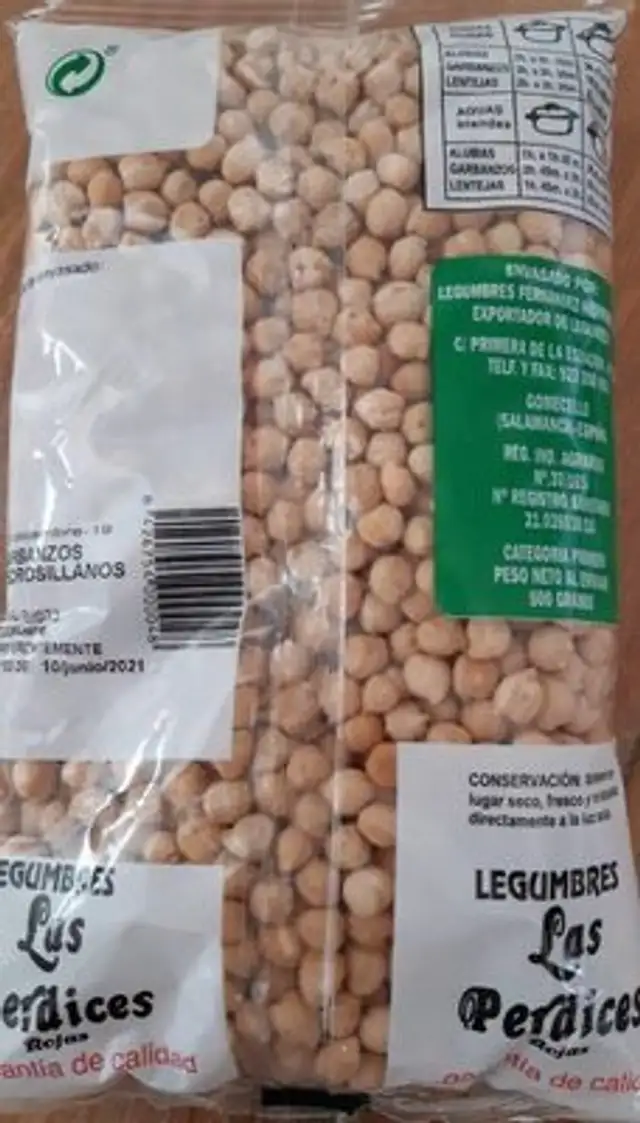 Garbanzos nutrition facts table