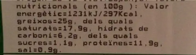 Formatge fresc cabra nutrition facts table