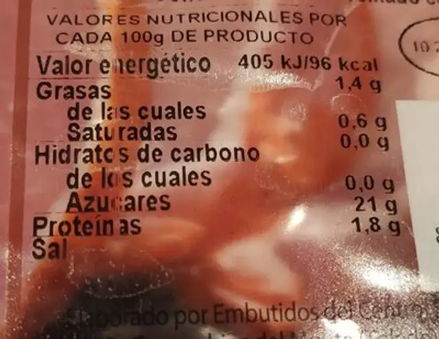 Lomo de cerdo adobado extra nutrition facts table