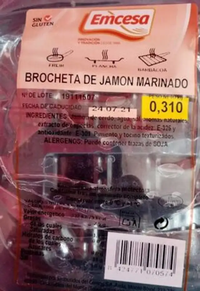 Brocheta de jamón marinado