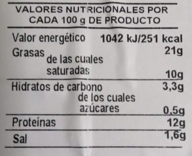 Bruguer mear vacuno-cerdo nutrition facts table