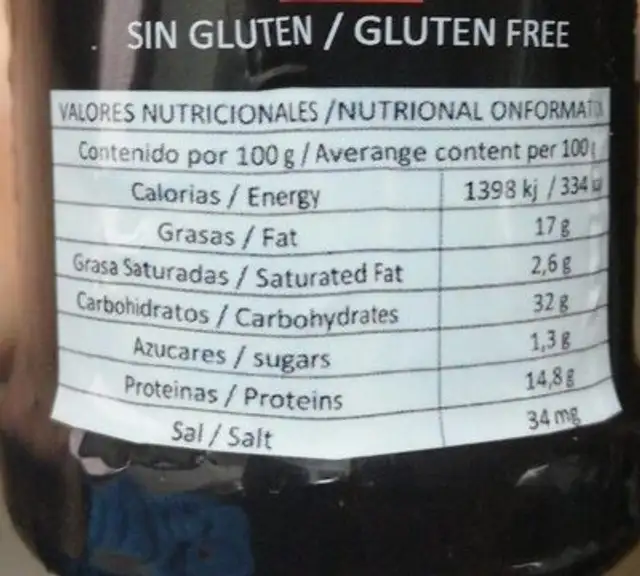 Escamas de pimentón ahumado nutrition facts table