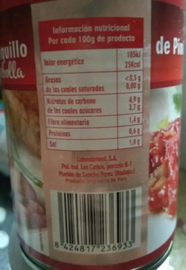 Ensalada de pimientos y cebolla nutrition facts table