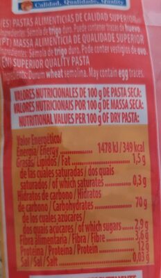 Estrellas nutrition facts table