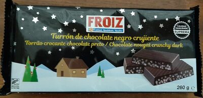 Turròn de chocolate negro crujiente front packaging