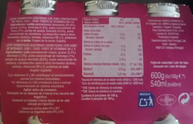 L-Casei nutrition facts table