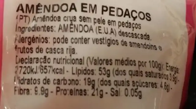 Granito de almendra nutrition facts table