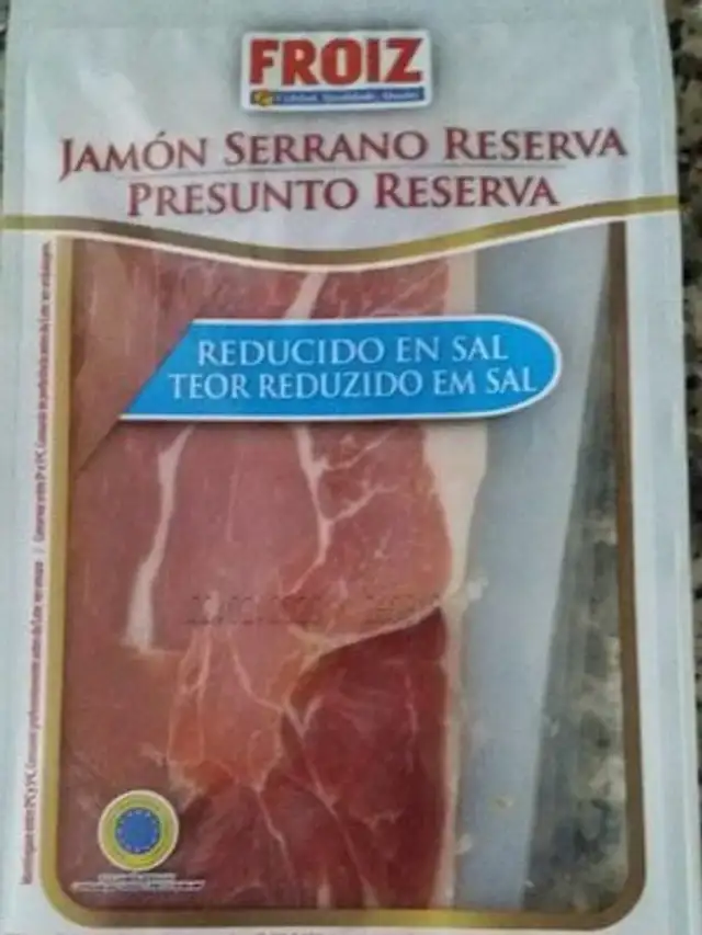 Jamón serrano reserva reducido en sal Froiz front packaging