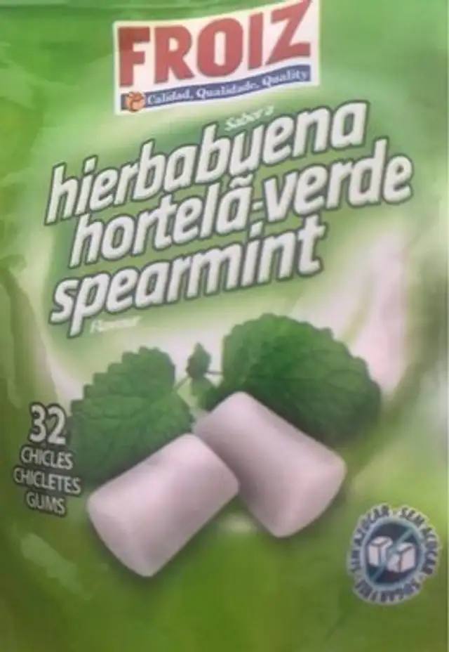 Chicles sabor a hierbabuena front packaging