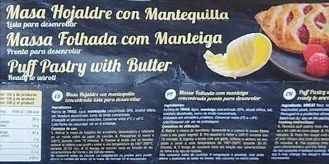 Masa hojaldre con mantequilla