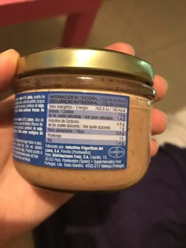 Paté de atún nutrition facts table