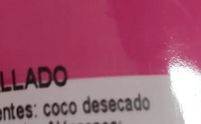 Coco rallado ingredients label