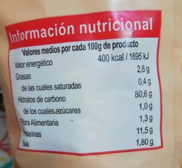 Picolines nutrition facts table