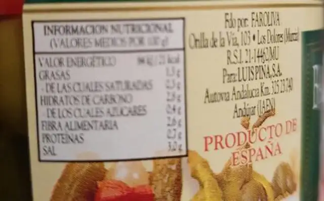 Banderillas dulces en vinagre nutrition facts table