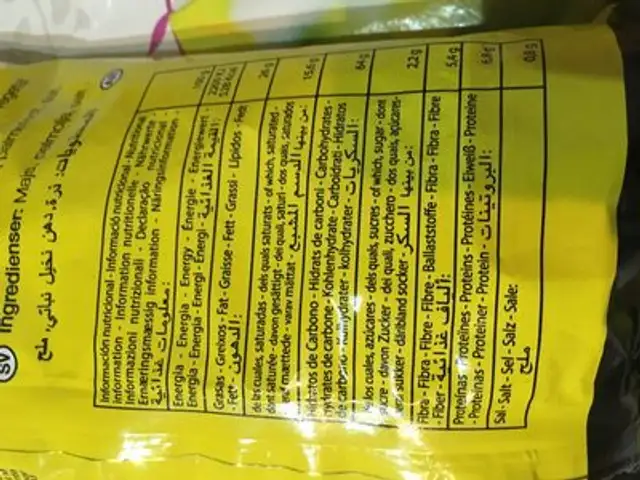 Tortillas ingredients label