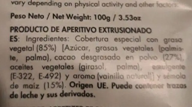 Pocholitas ingredients label