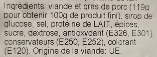 Salchichon chiffonade ingredients label