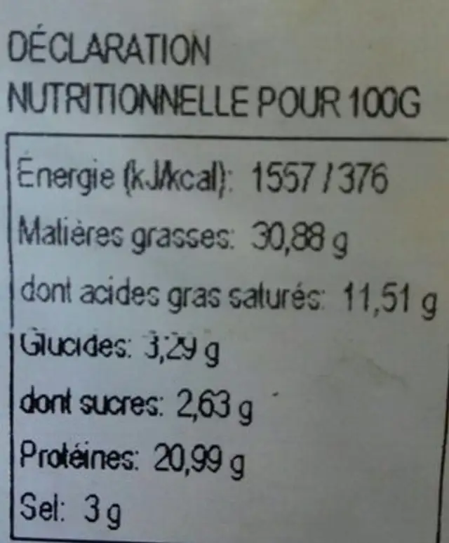 Caula Sliced Chorizo Ham 100G nutrition facts table