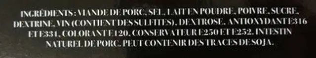 Saucisson Pages ingredients label