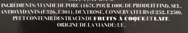 Coppa Catalane ingredients label
