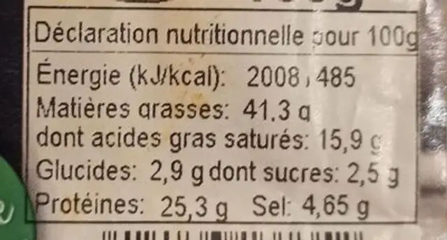 Fuet extra enrobé aux flocons de piment nutrition facts table