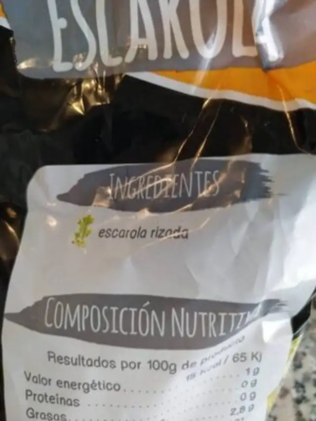 Escarola ingredients label