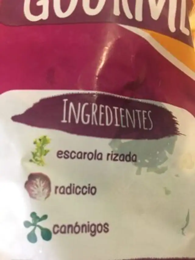 Ensalada variada ingredients label