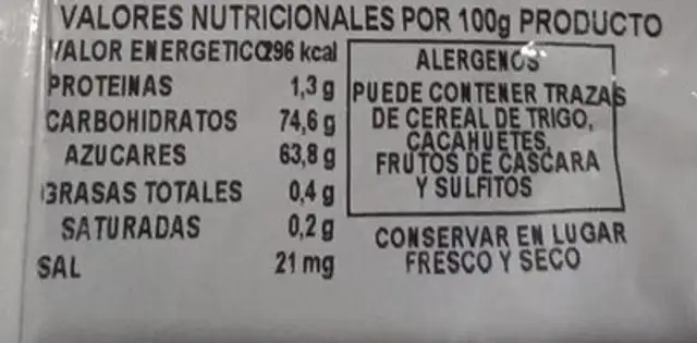 Cocktail macedonia nutrition facts table