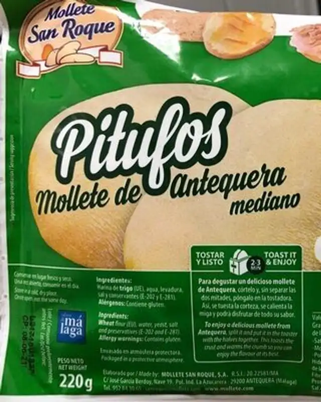 Pitufos ingredients label