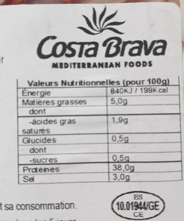 Lomo nutrition facts table