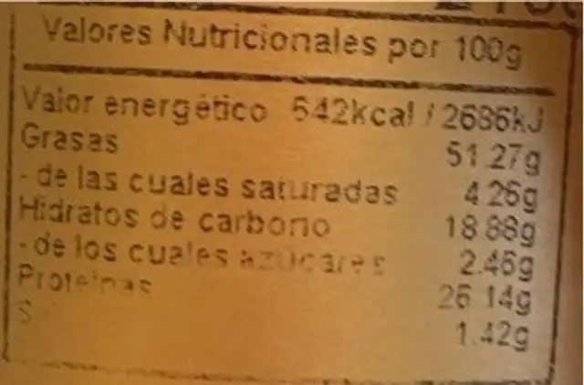 Cacahuete mondado con piel frito nutrition facts table