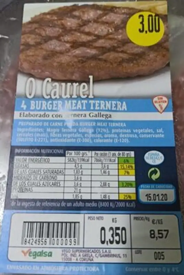 O Caurel 4 Burguer meat ternera