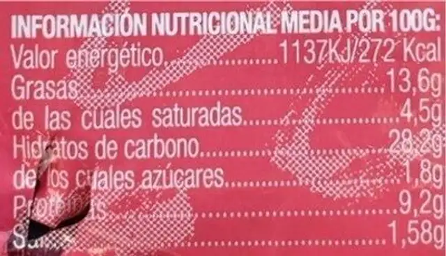 Sandwich de chorizo de pamplona nutrition facts table