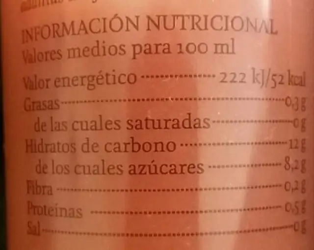 Oki Juice 3 Red Berry nutrition facts table