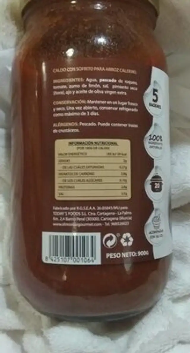 Caldo para Arroz Caldero Profesional nutrition facts table
