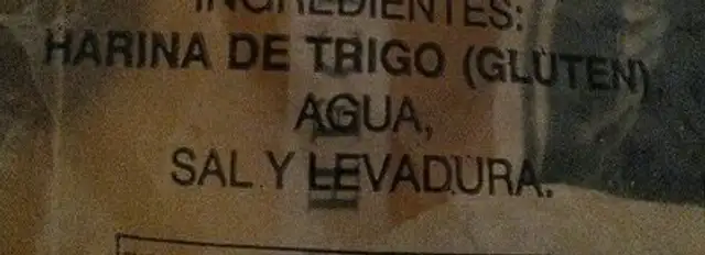 Molletitos ingredients label