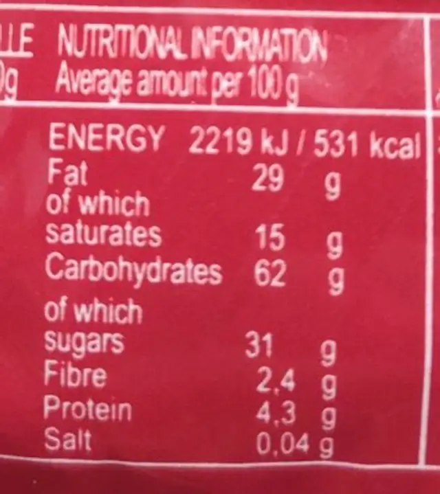 Barquillo Relleno Sabor Coco imp nutrition facts table