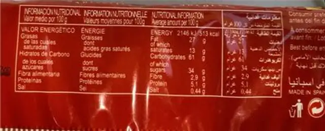 Maruja nutrition facts table