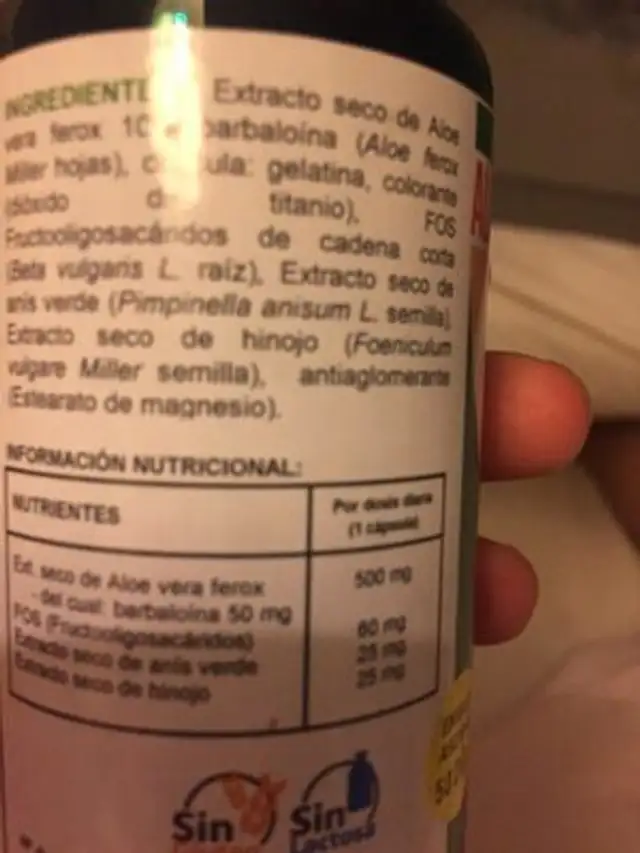 Unknown nutrition facts table