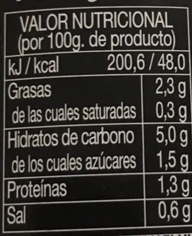 Crema de calabaza ecológica botella 485 ml nutrition facts table
