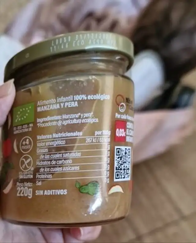 Manzana y pera bio nutrition facts table
