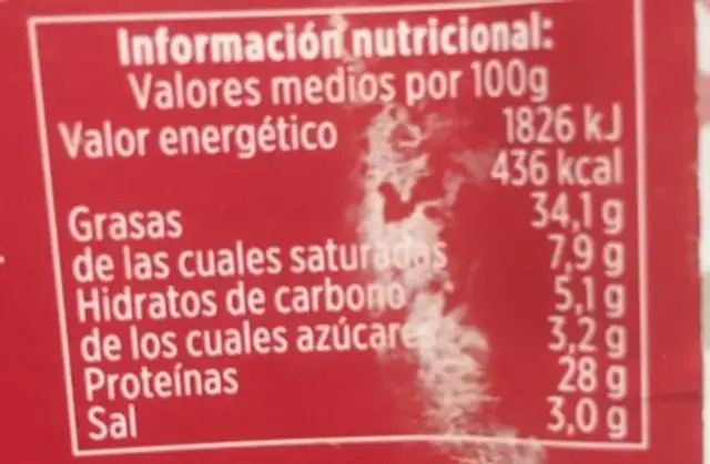 Fuet sin pimienta extra nutrition facts table