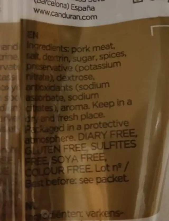 Exentis ingredients label